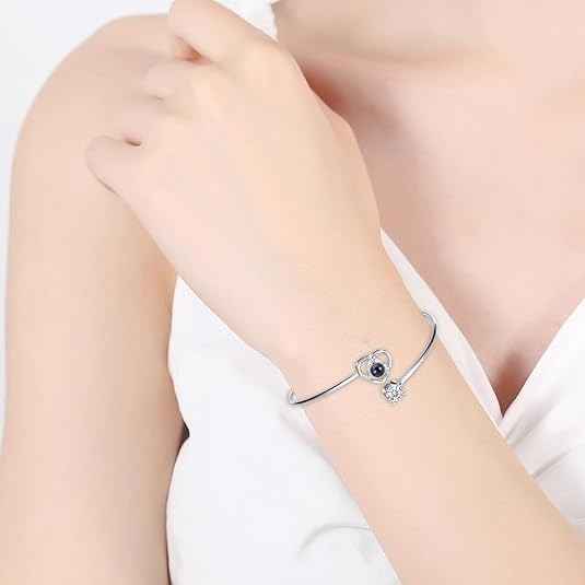 Customized Heart Photo Projection Bangle Bracelet