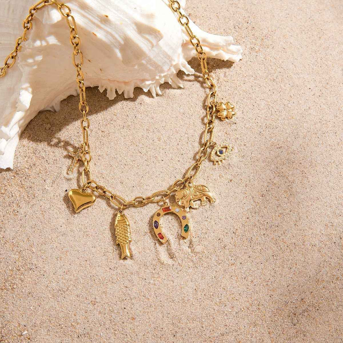 18K gold plated titanium steel DIY pendant necklace, a luxurious and sophisticated clavicle chain.