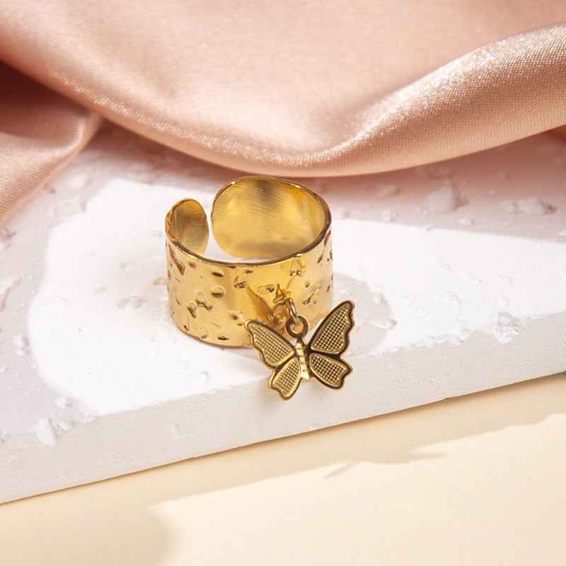 18K gold-plated titanium steel pendant ring