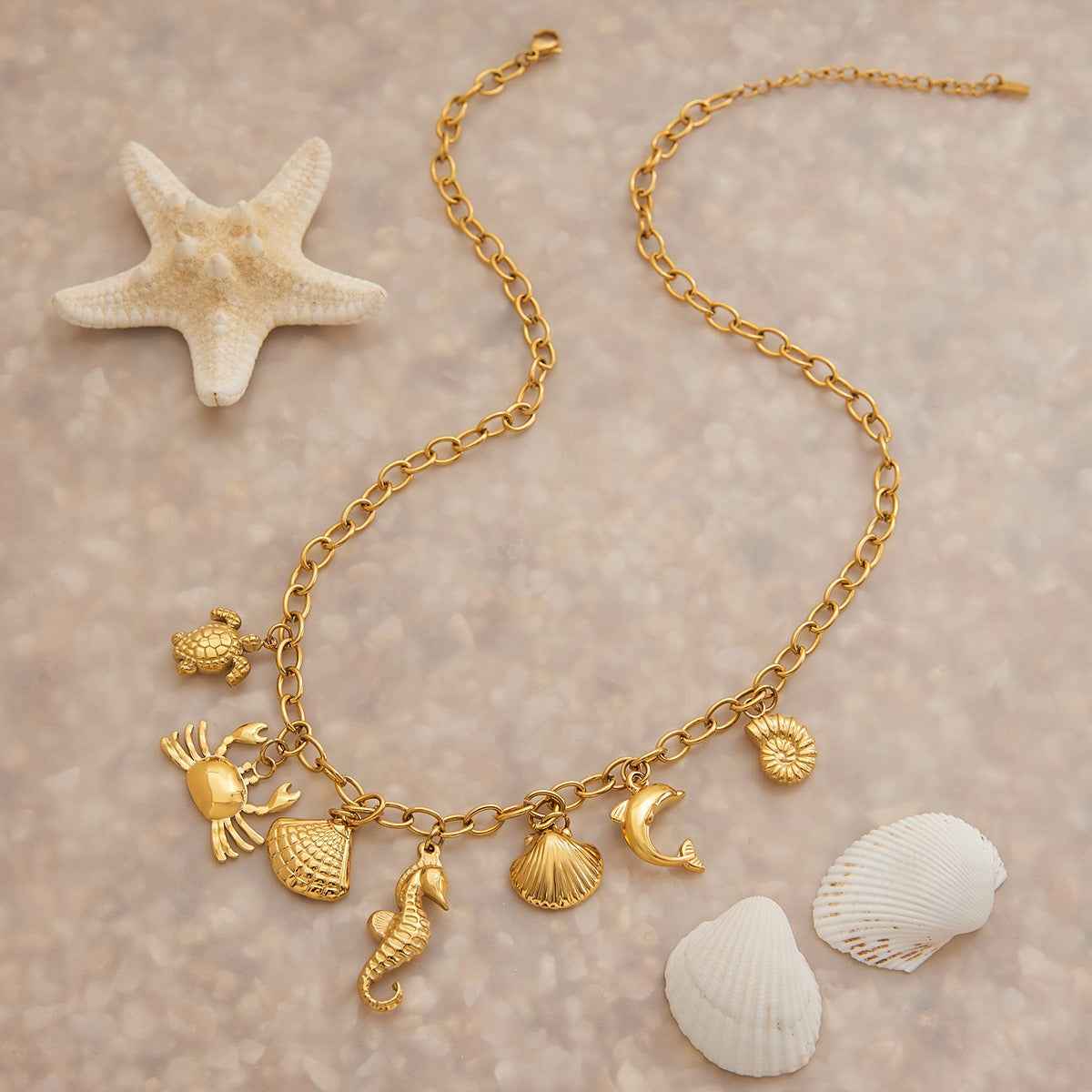 18K gold ocean element design exquisite and noble necklace