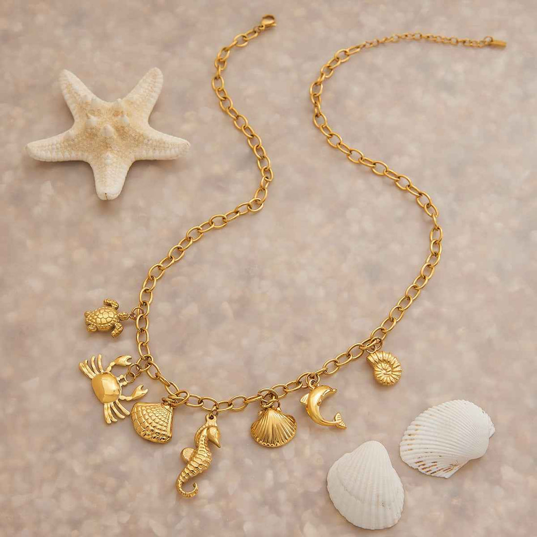 18K gold ocean element design exquisite and noble necklace
