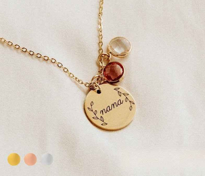 Custom Engraved Birthstone Personalized Necklace