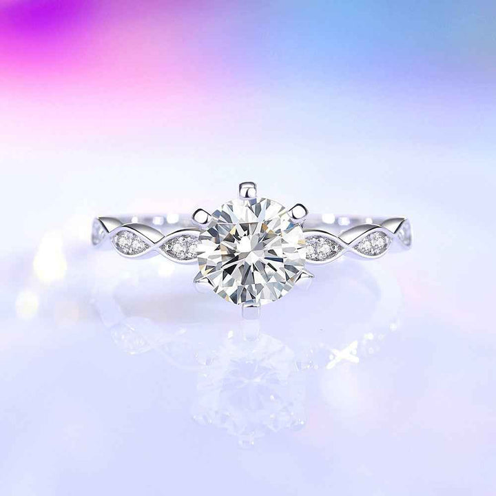 S925 sterling silver moissanite six-prong ring