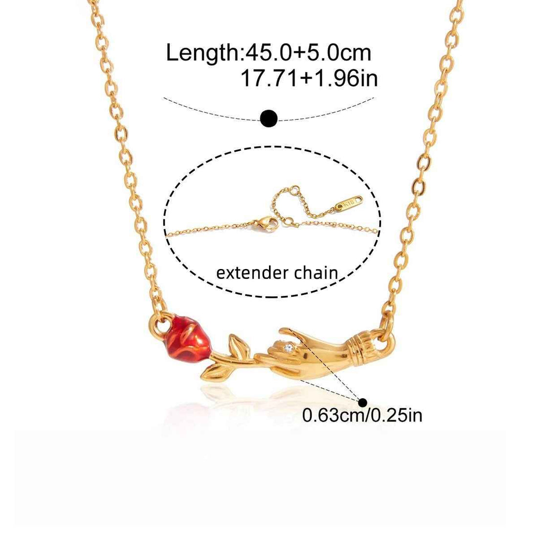 18K gold rose flower clavicle necklace
