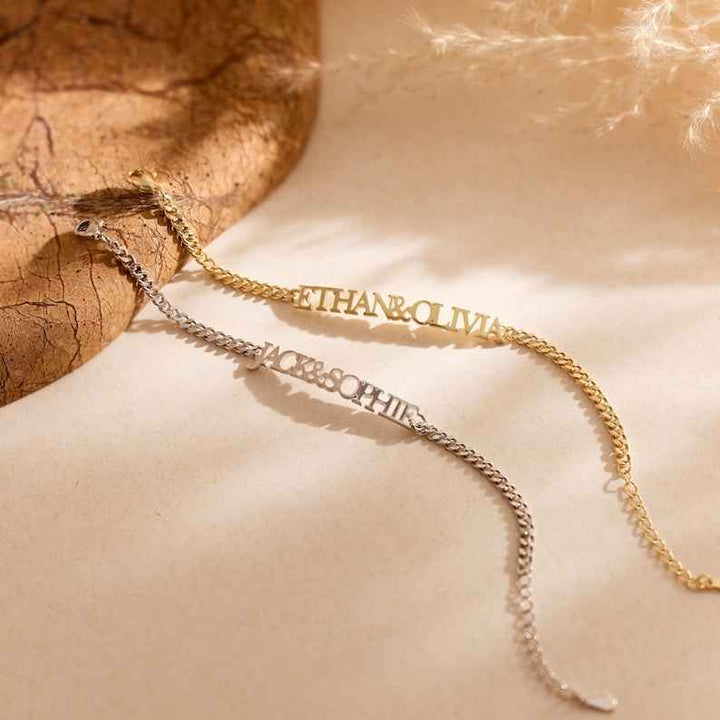 Customized Double Nameplate Name Bracelet