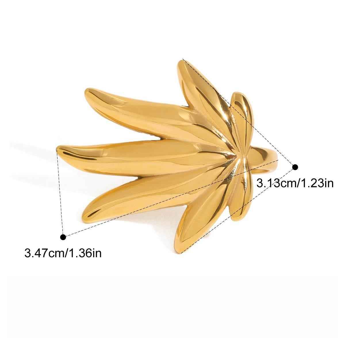 18K Gold Maple Leaf Titanium Steel Ring