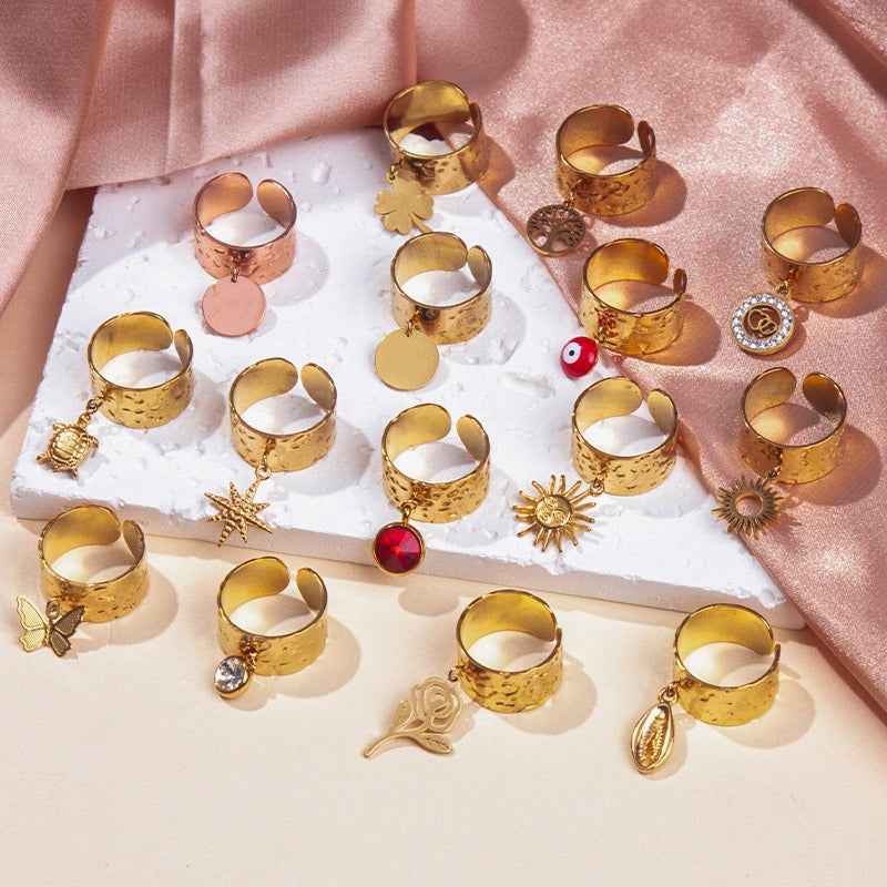 18K gold-plated titanium steel pendant ring