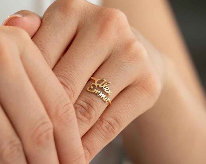 Customized Double Name Open Ring