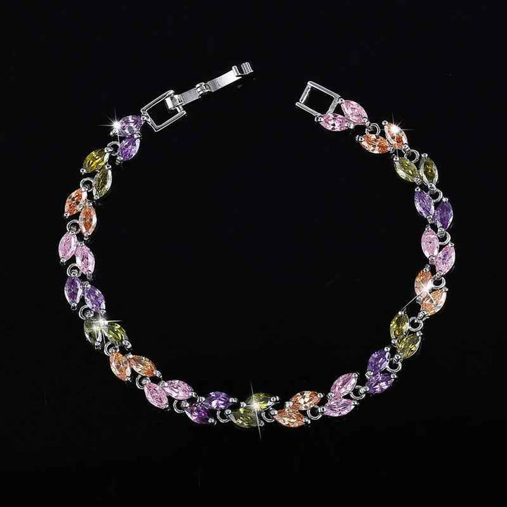 Small leaf zircon bracelet