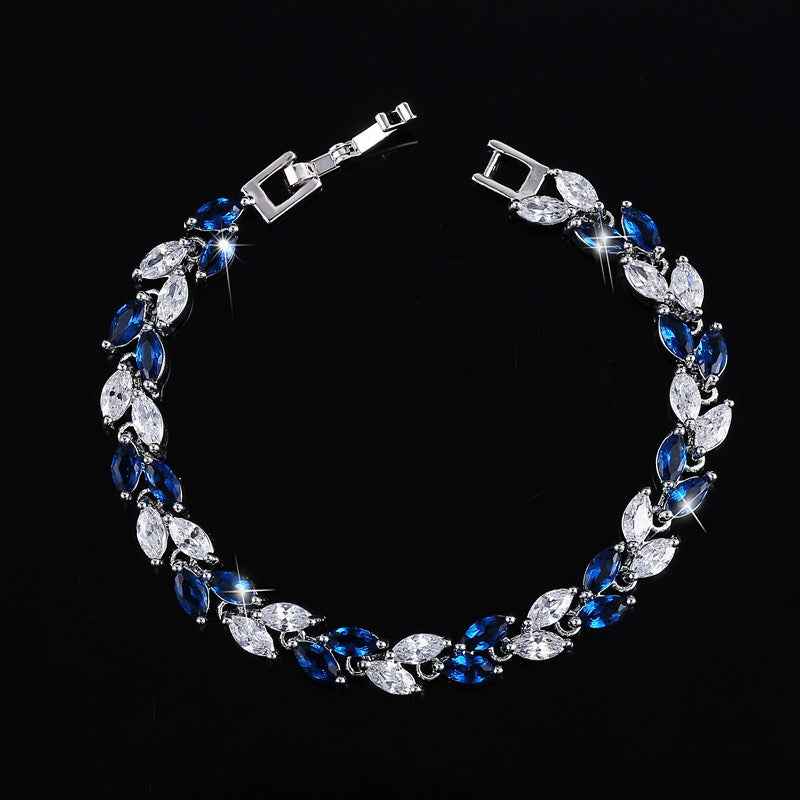 Small leaf zircon bracelet