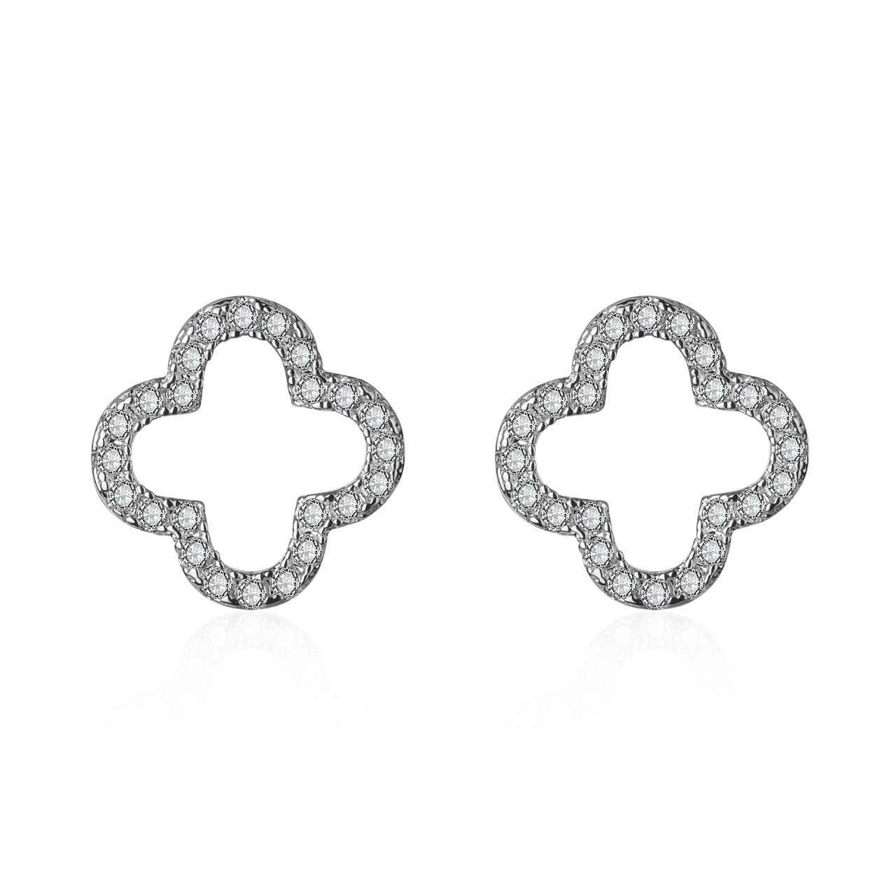 S925 sterling silver forest-style four-leaf clover diamond earrings