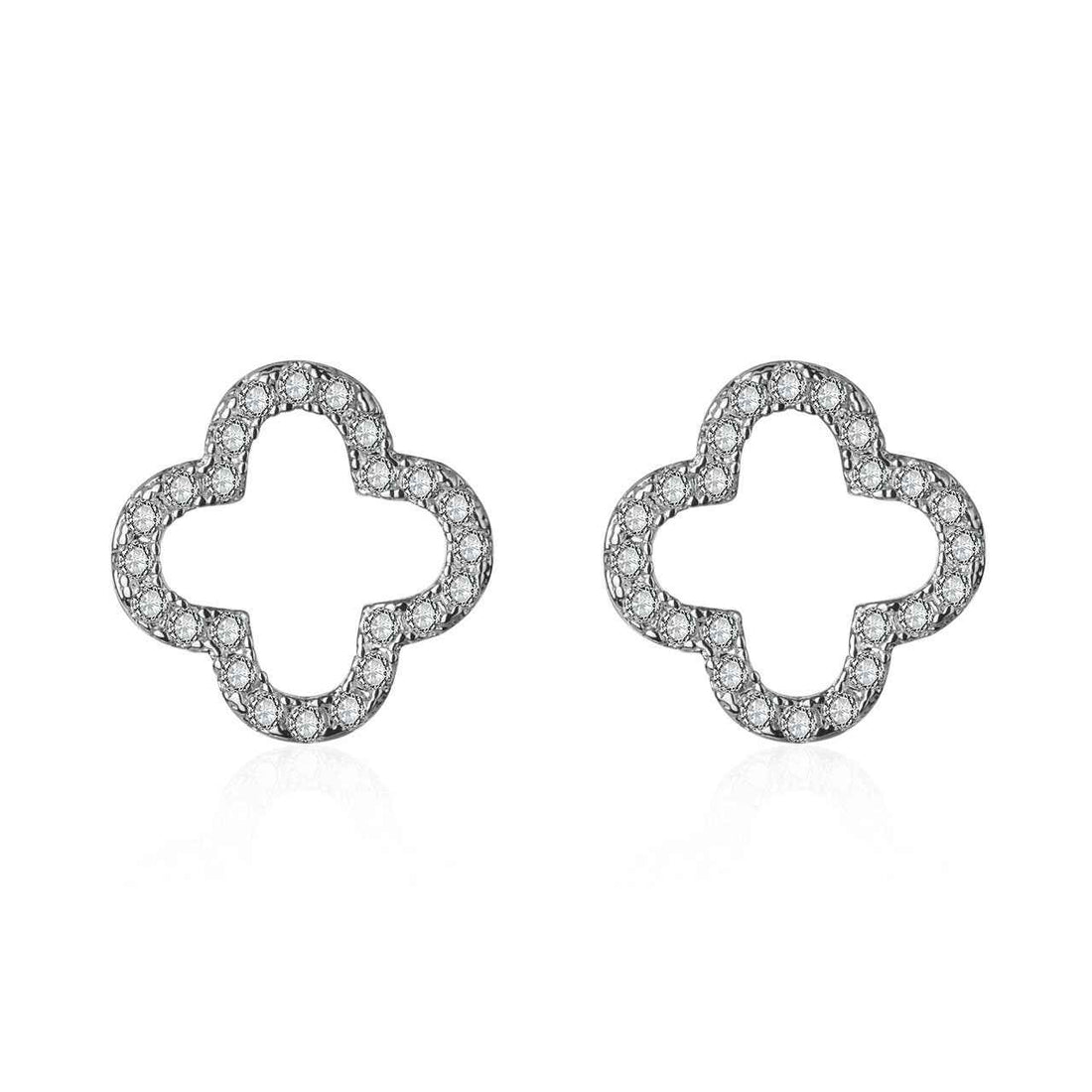 S925 sterling silver forest-style four-leaf clover diamond earrings
