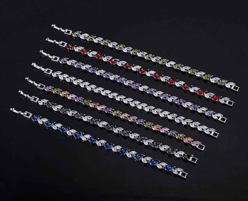 Small leaf zircon bracelet