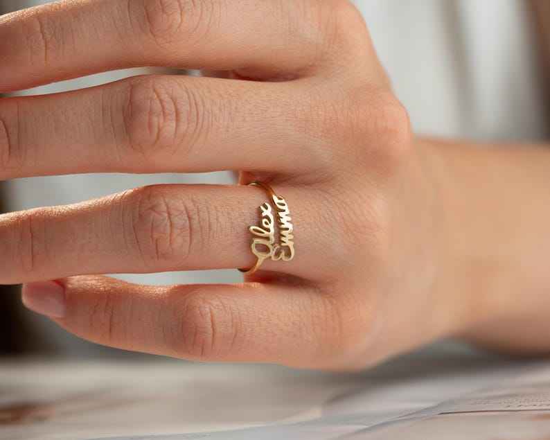 Customized Double Name Open Ring