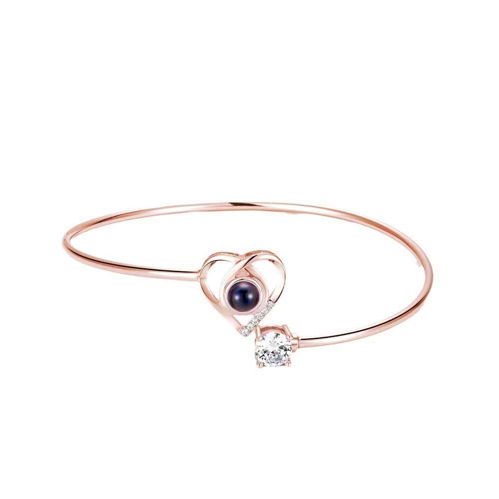 Customized Heart Photo Projection Bangle Bracelet