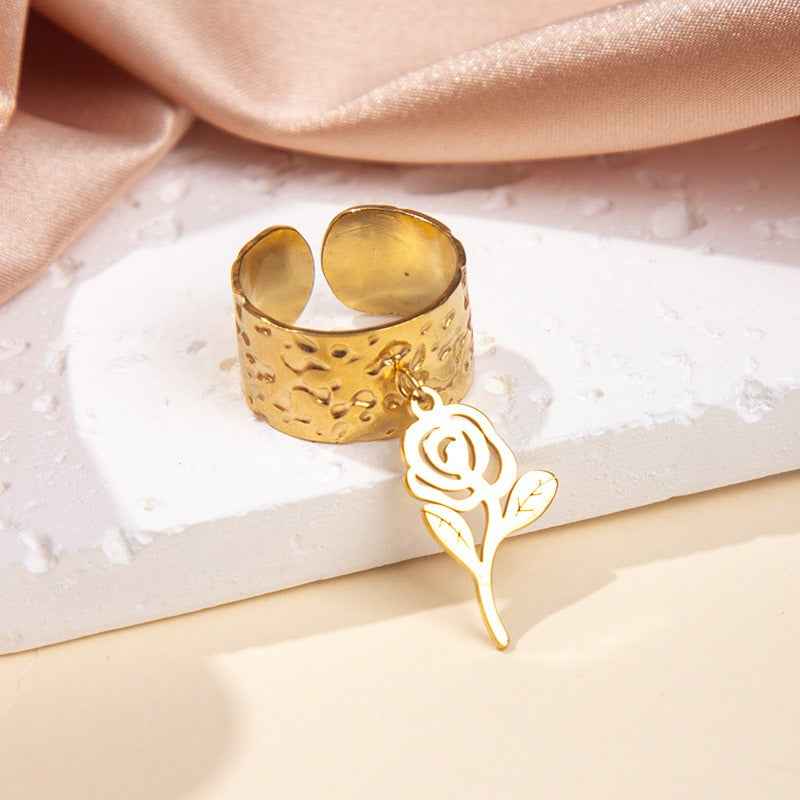 18K gold-plated titanium steel pendant ring