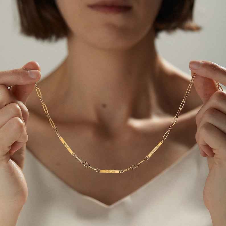 Personalized Paper Clip Chain Name Necklace