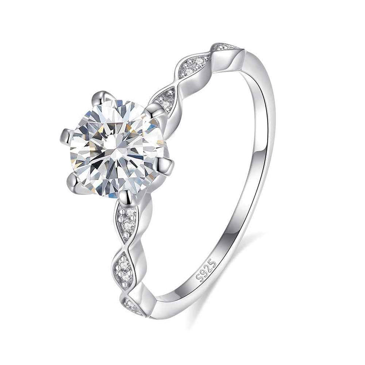 S925 sterling silver moissanite six-prong ring