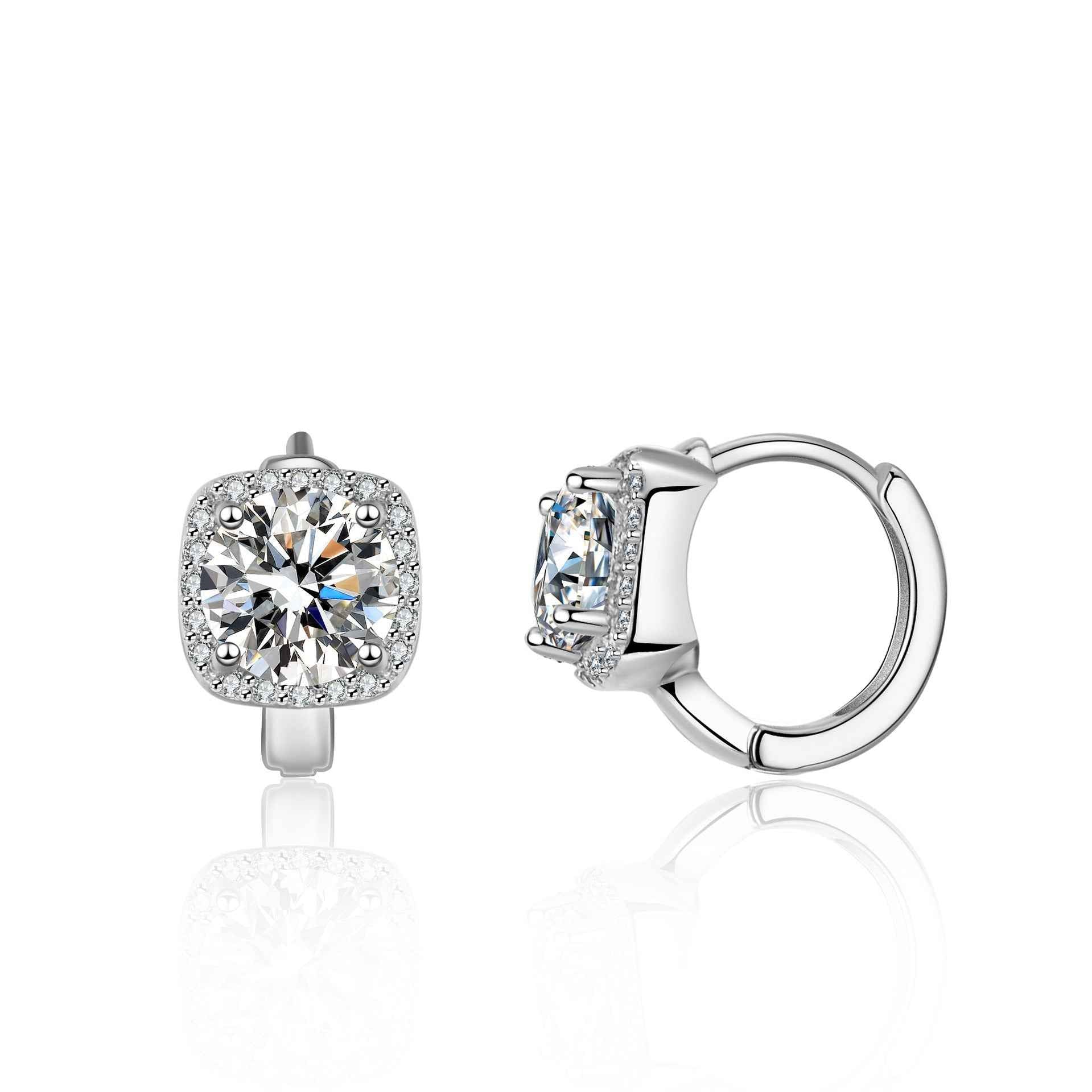 Moissanite D color s925 sterling silver square earrings