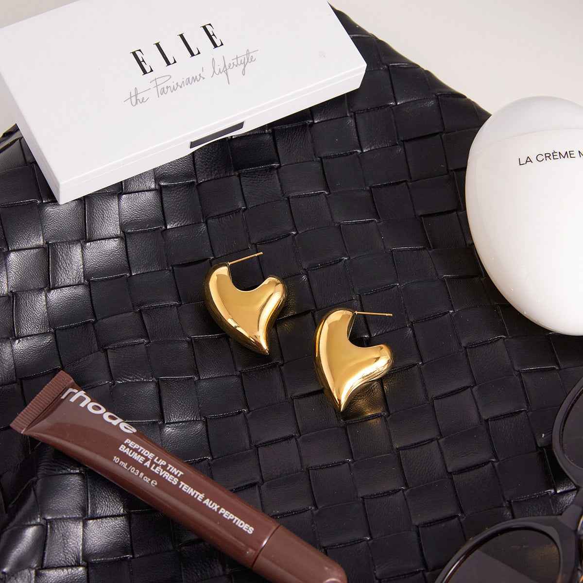 18K gold heart-shaped titanium steel stud earrings