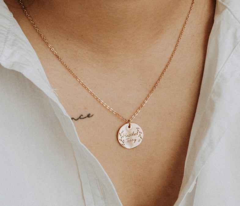 Custom Engraved Birthstone Personalized Necklace