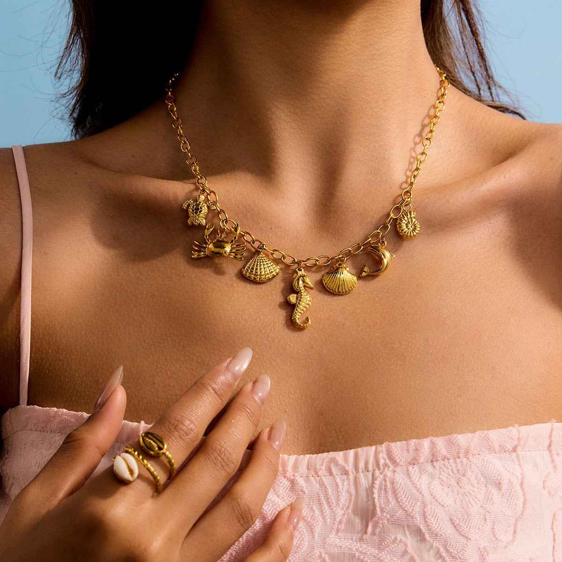 18K gold ocean element design exquisite and noble necklace