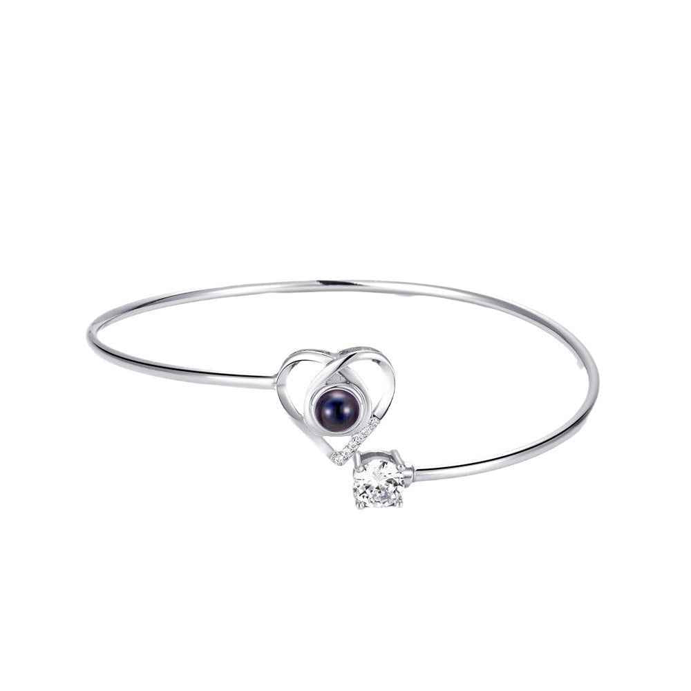 Customized Heart Photo Projection Bangle Bracelet
