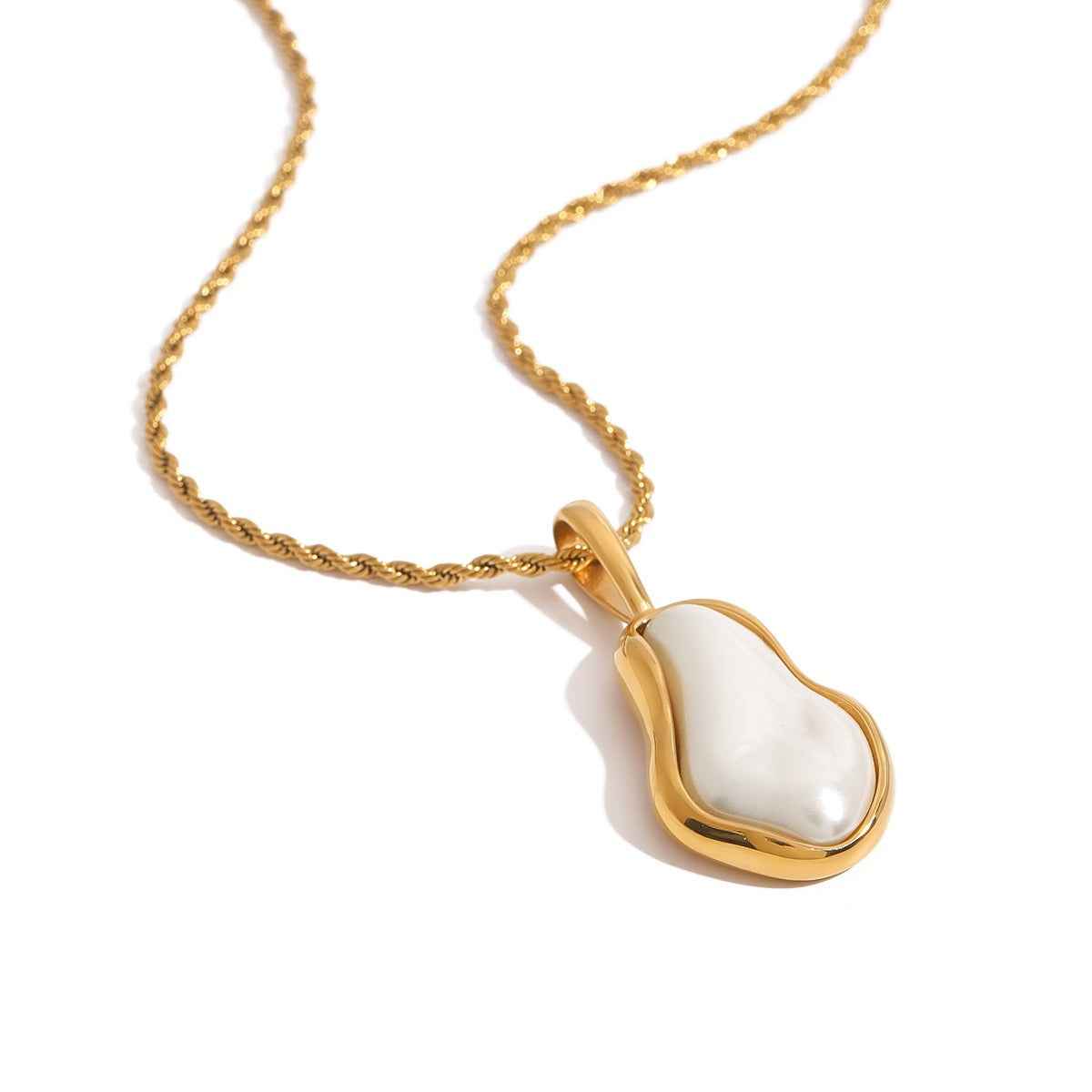 18K gold inlaid irregular pearls exquisite design noble necklace