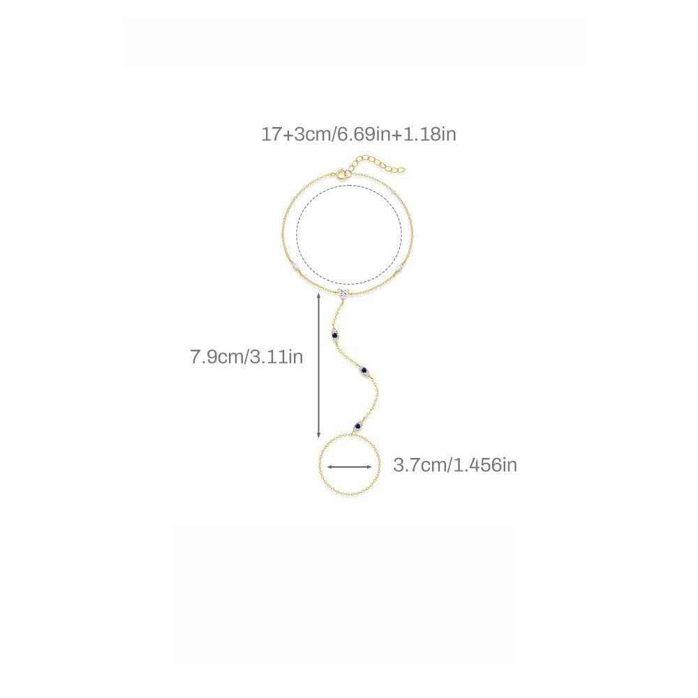 s925 sterling silver horse eye diamond bracelet ring chain finger chain