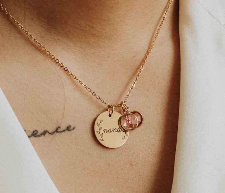 Custom Engraved Birthstone Personalized Necklace