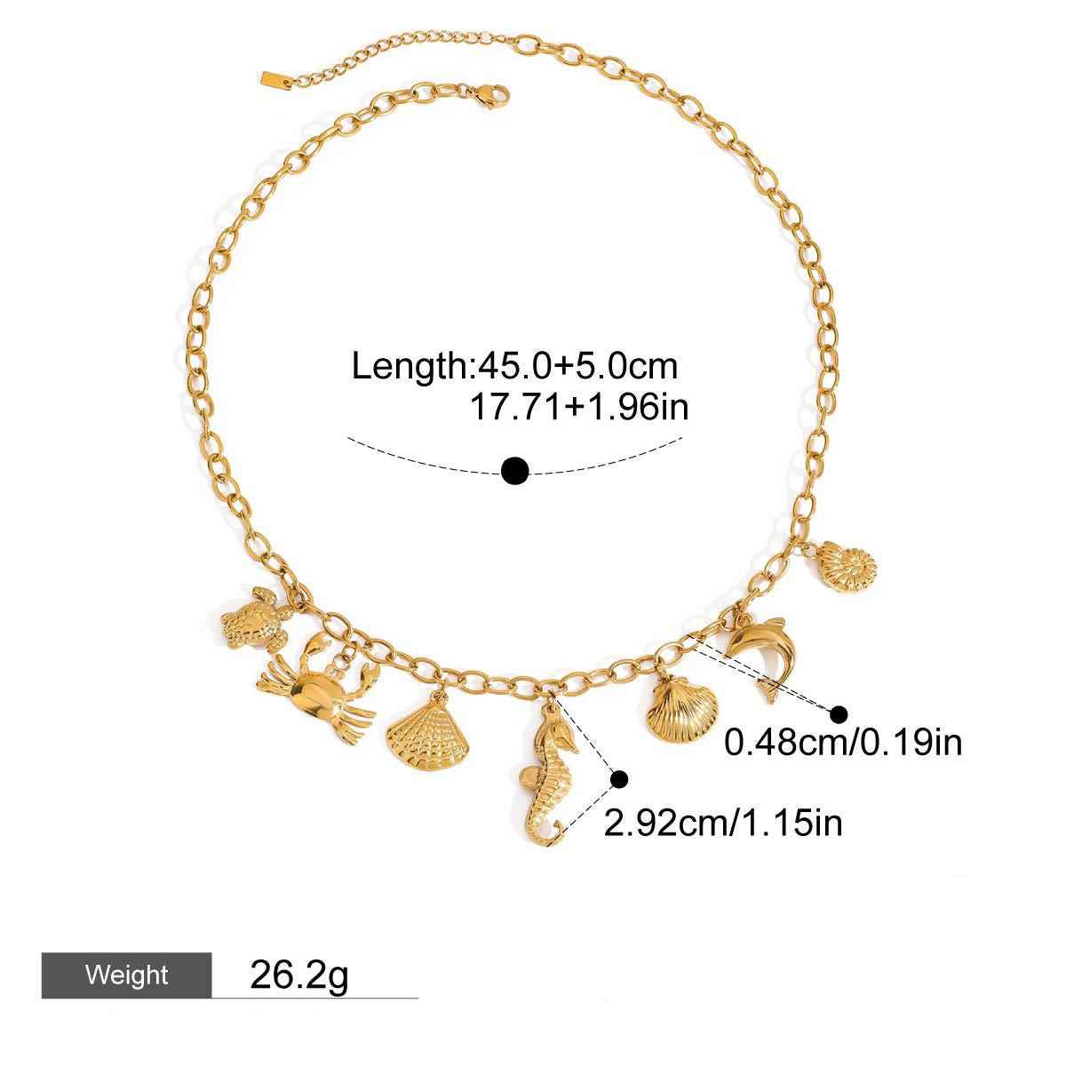 18K gold ocean element design exquisite and noble necklace