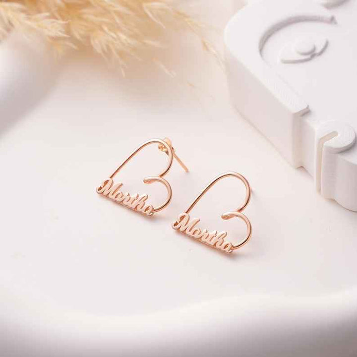 Heart Name Stud Earrings
