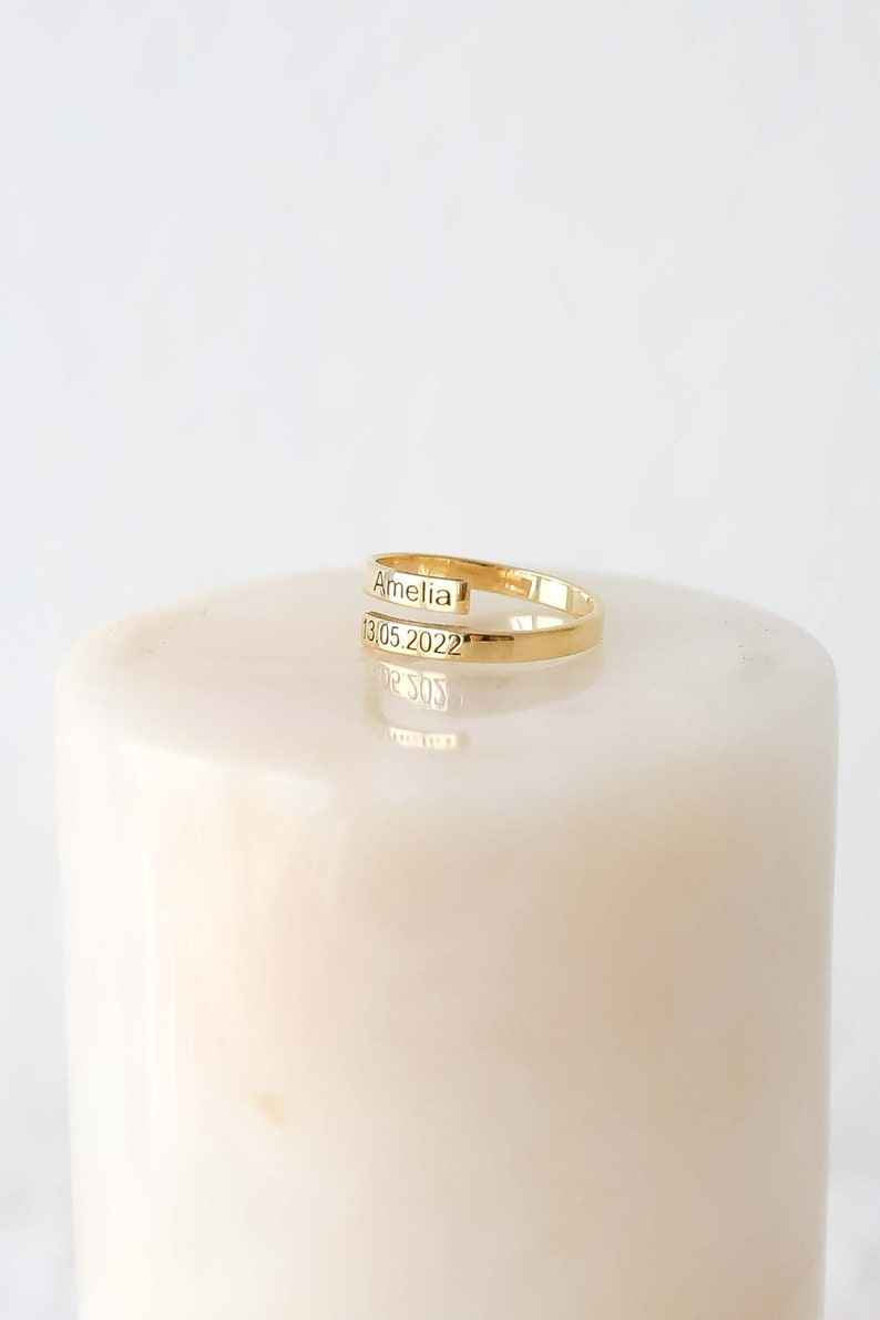 Customized Name and Date Open Ring