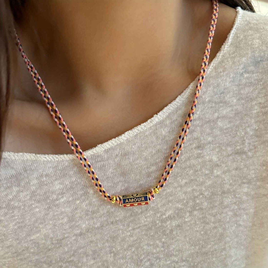 Bohemian style colorful love pendant necklace bracelet