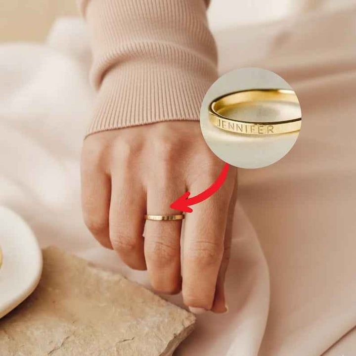 Customized Smooth Name Engraving Ring