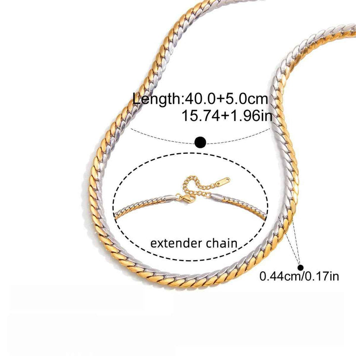 18K gold and S925 silver mixed-metal chain titanium steel necklace