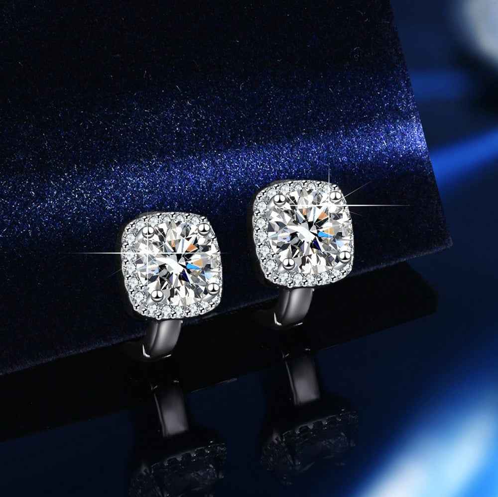 Moissanite D color s925 sterling silver square earrings