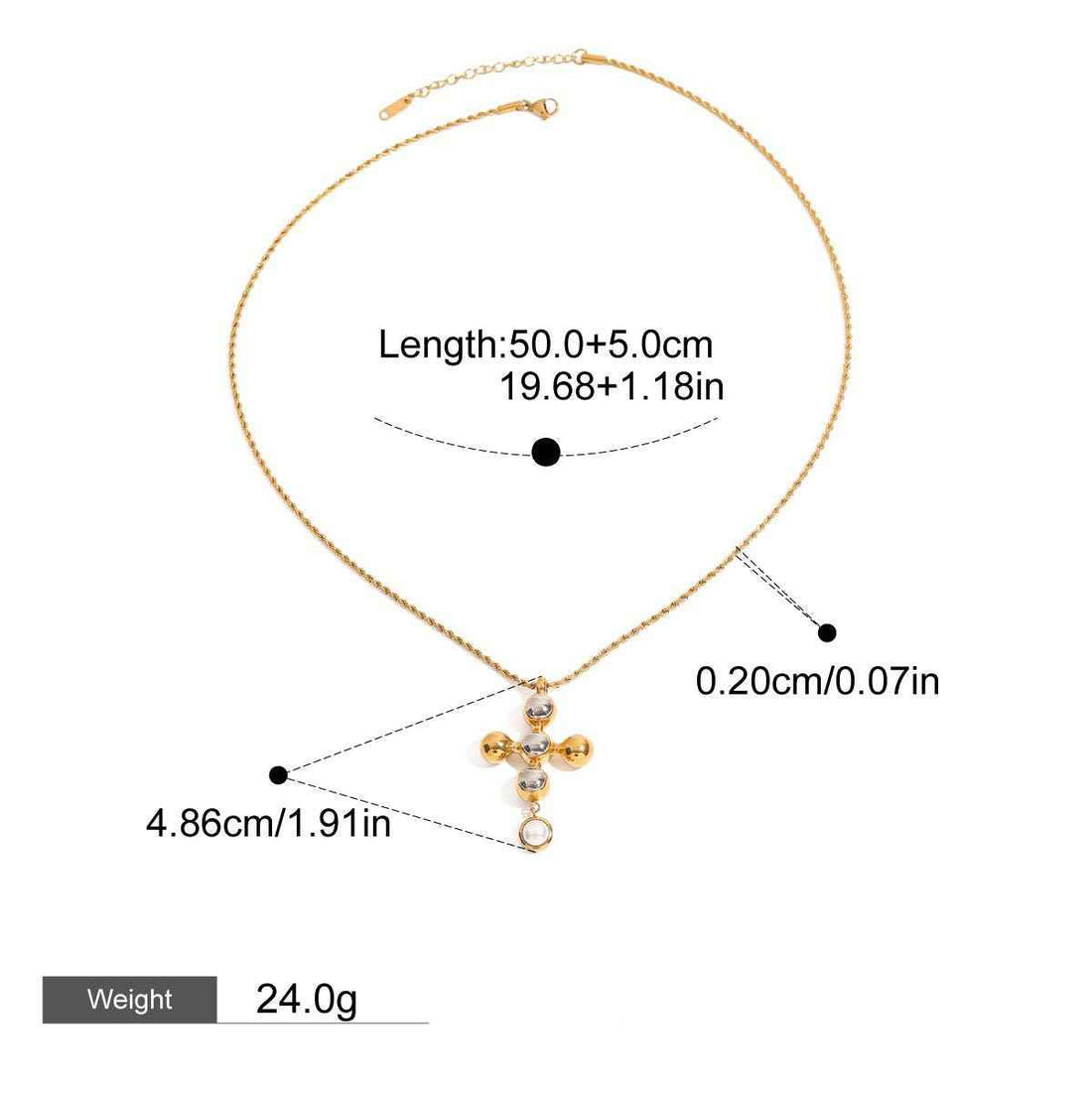 18K Gold Cross Design Light Luxury High-end Necklace