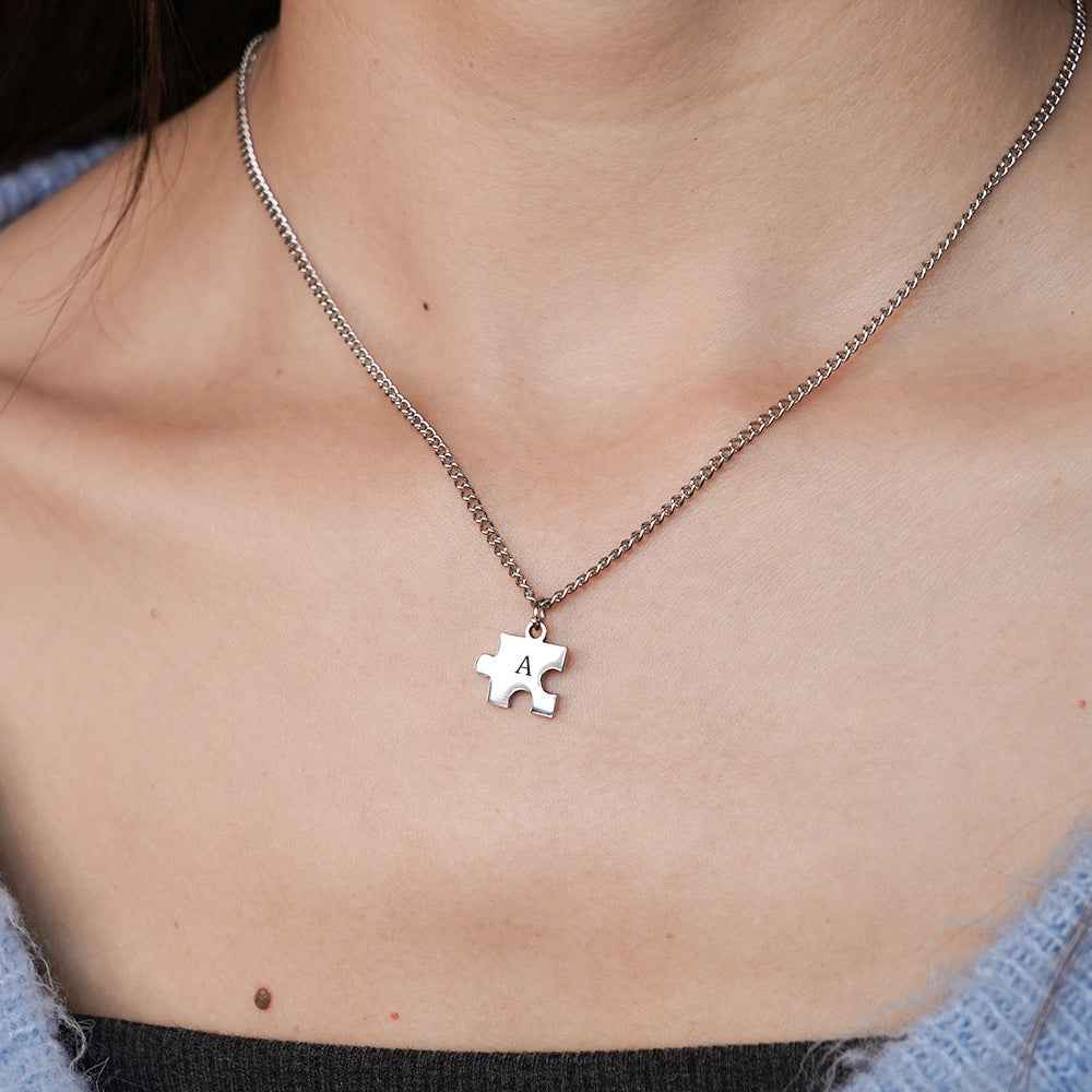 Custom Engraved Puzzle Piece Necklace