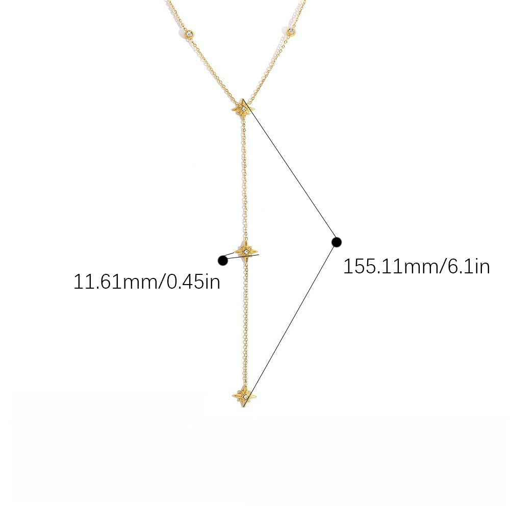 18K gold-plated titanium steel necklace with an eight-pointed star pendant and inlaid diamonds.