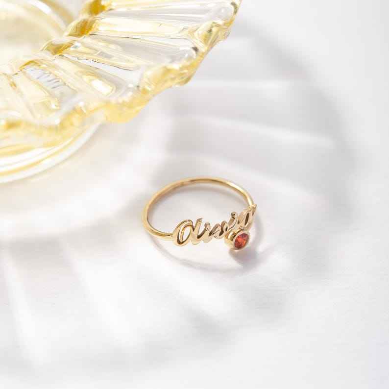 Customized Birthstone Name Open Ring