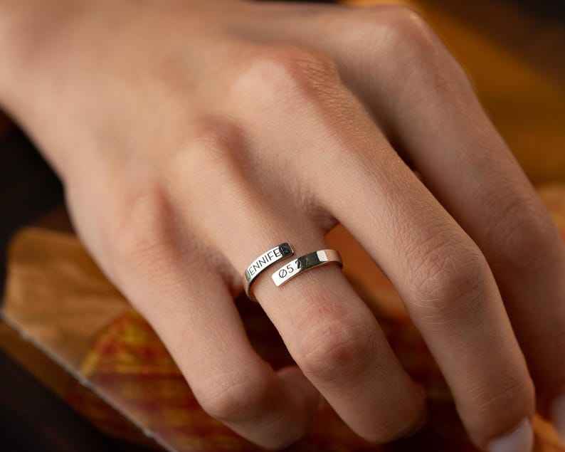 Customized Double Name Wrap Open Ring