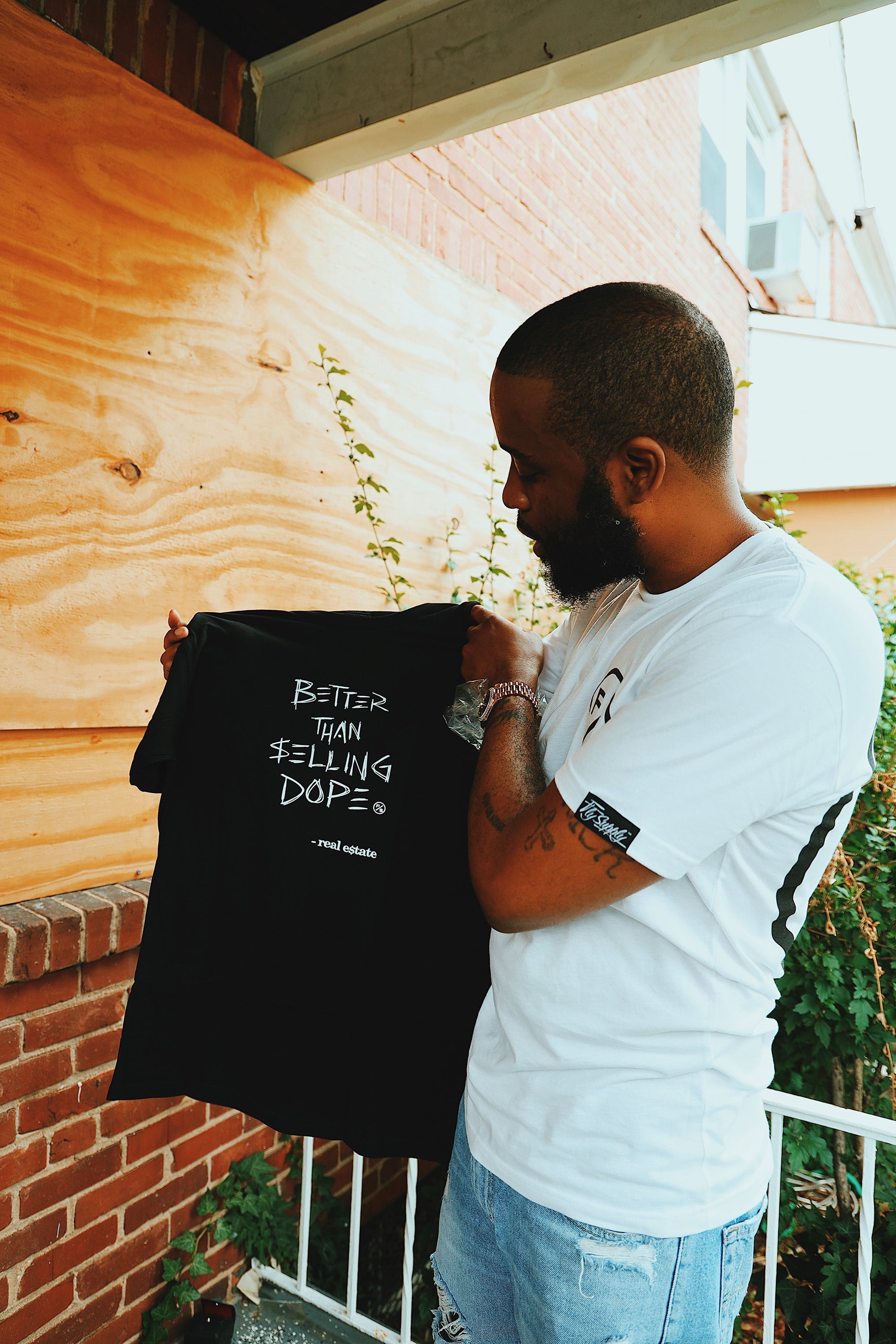 Better Than Selling Dope Tee - Real Estate (Black Tee) Fly Supply Co