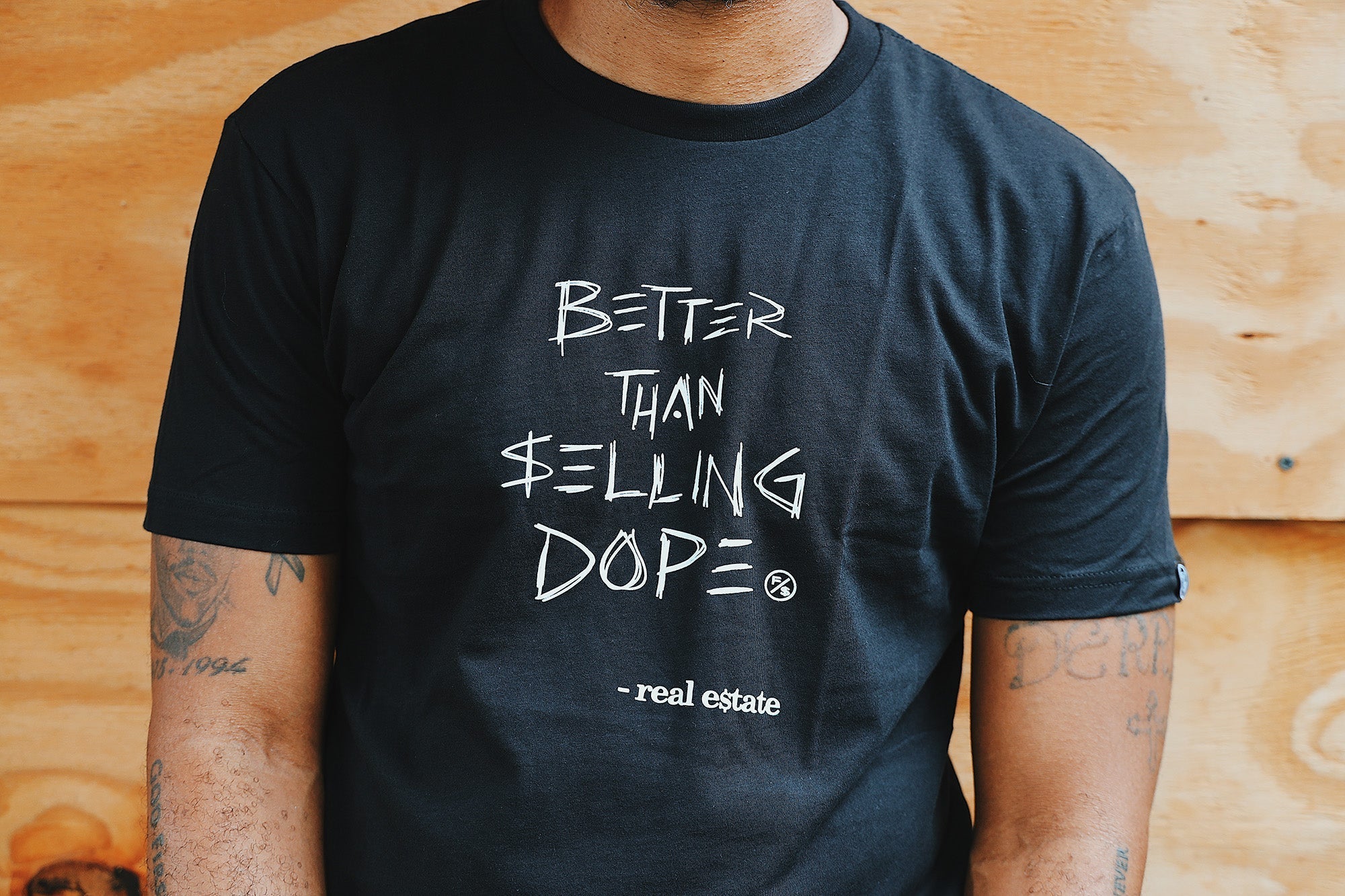 Better Than Selling Dope Tee - Real Estate (Black Tee) Fly Supply Co
