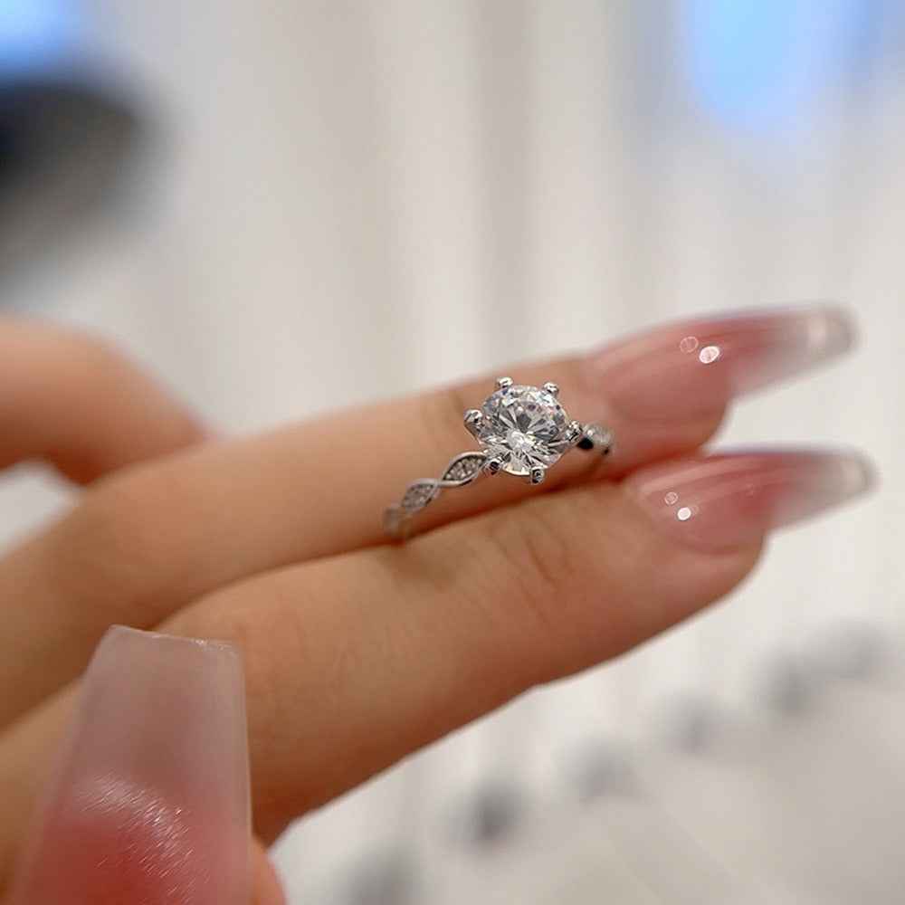 S925 sterling silver moissanite six-prong ring