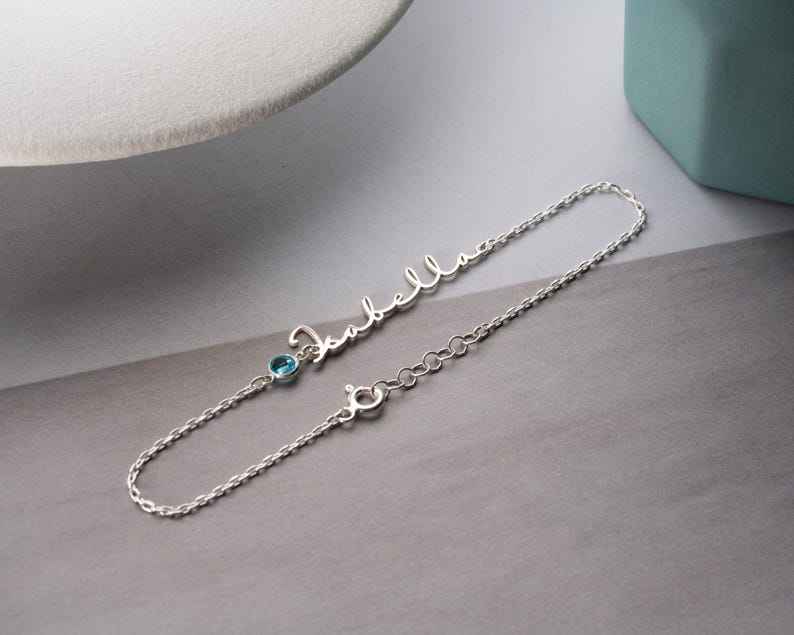 Personalized Cursive Name & Birthstone Bracelet