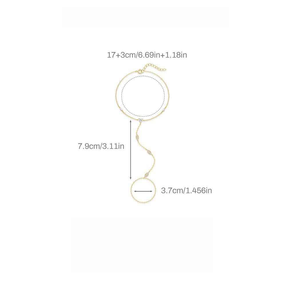 s925 sterling silver horse eye diamond bracelet ring chain finger chain