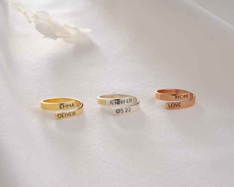 Customized Double Name Wrap Open Ring