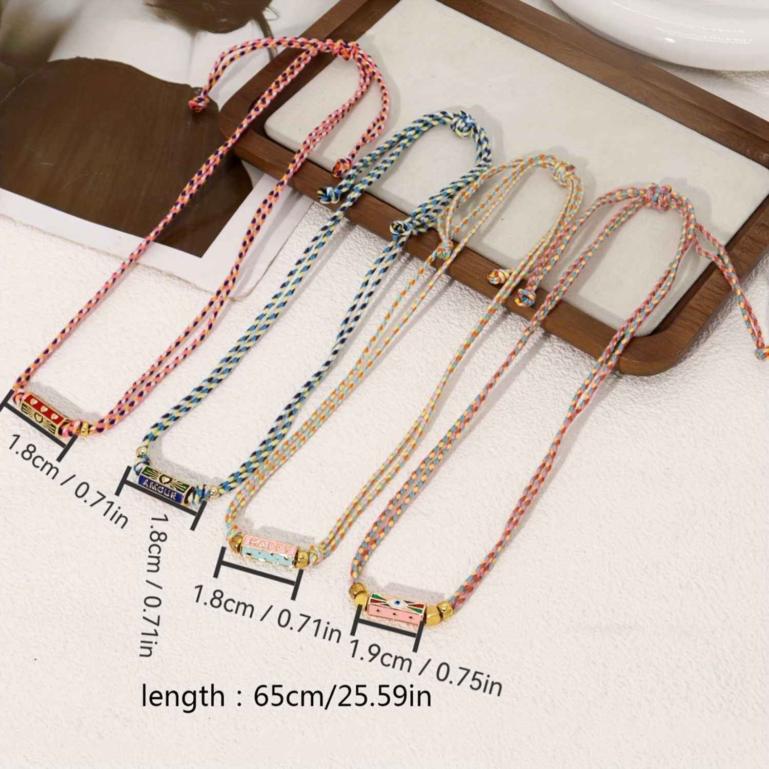 Bohemian style colorful love pendant necklace bracelet