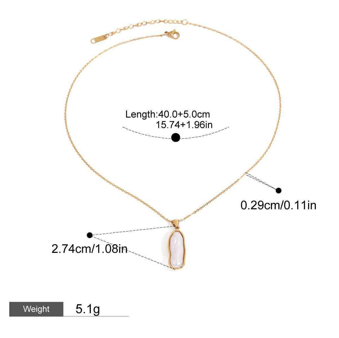 18K gold inlaid irregular pearl design light luxury noble pendant necklace